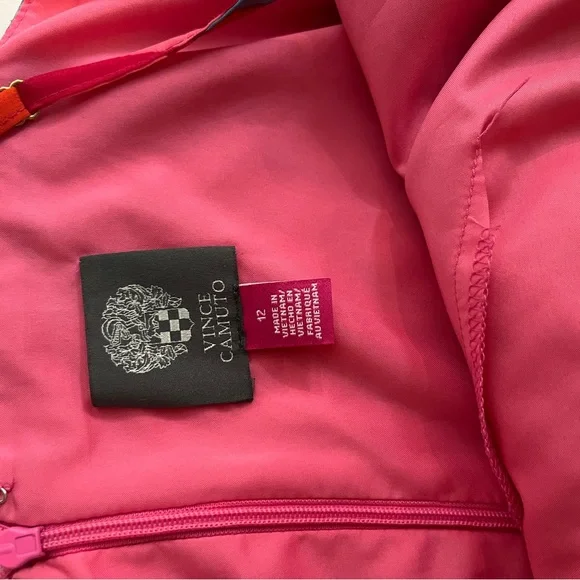 Vince Camuto Pink Tropical Print Wrap Midi Beach Vacation Wedding Event Dress - Picture 5 of 13